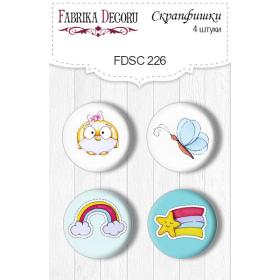 Flair buttons. Set of 4pcs #226 "My Tiny Sparrow Girl"