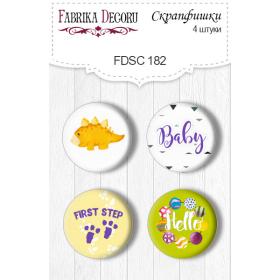 Flair buttons. Set of 4pcs #182 "Dino Baby"