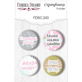 Flair buttons. Set of 4pcs #243 "Scandi Baby Girl"